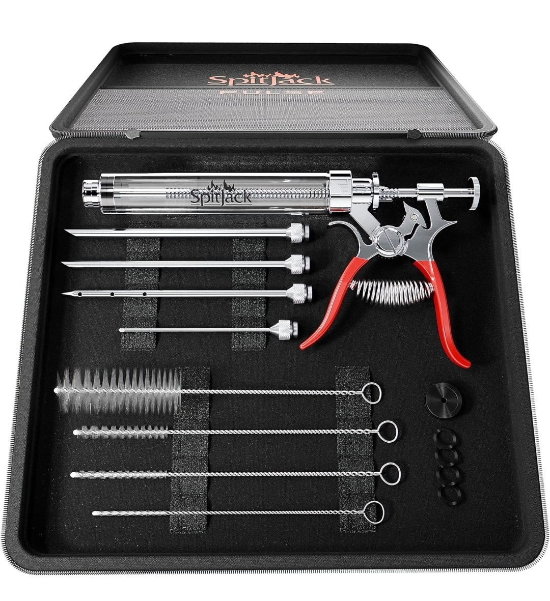 SpitJack Pulse Meat Injector Gun full kit in carrying case